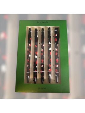 KATE SPADE New York CELEBRATION HEARTS CLICK PEN SET 5 Pens Black Ink NIB